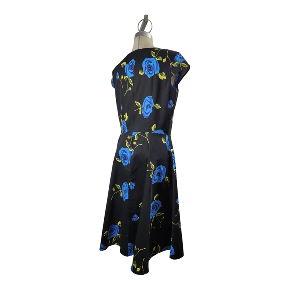 Dress Tells Luxury midi dress black with flower pattern Flare Dress Size XL - Picture 7 of 10